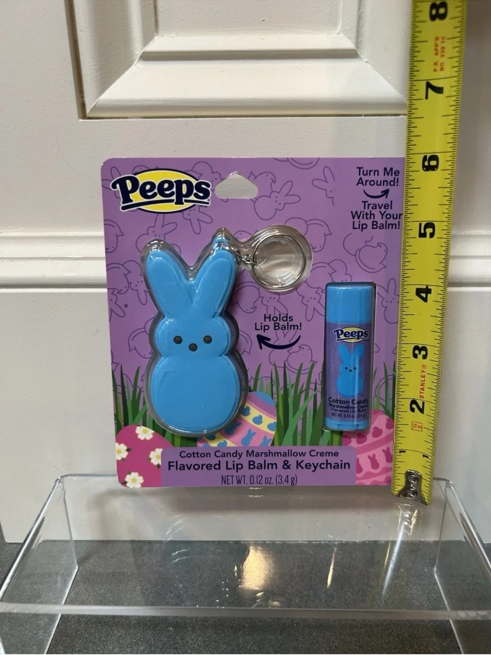 Set of 5 Peeps Cotton Candy Marshmallow Creme Lip Balm Keychains with Display